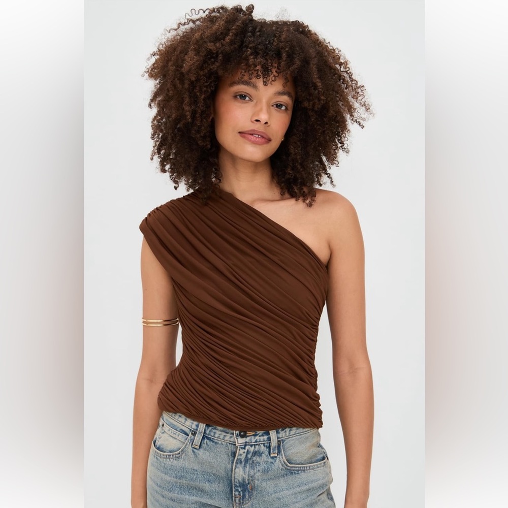 NWT Ronny kobo  Brown One-Shoulder Camina Top